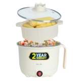 IBELL MPK150PM Multipurpose Electric Kettle, 1.5 Litre, 600W, 2 Cooking Pots & Egg Boiler, Temperature Control, For boiling Water, Egg, Stainless Steel Body (White)