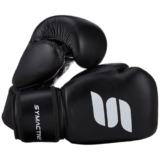 Amazon Brand – Symactive Leather Boxing Gloves for Men & Women |12 Oz |Premium Training & Sparring Gloves | High-Density Padding | Black