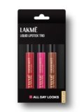 Lakme Liquid Lipstick Trio- All Day Looks, Forever Matte, Pack of 3, Light-weight, 16.8 ml