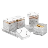 PEARLPET Fiesta Air-Tight Dry Fruit Container Tray Set With Lid & Serving Tray, Airtight Plastic Storage Container Set 500 ml | Set of 4 | Silver