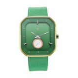 Fastrack After Dark Quartz Analog Green Dial Leather Strap Watch for Men-NR3272QL01