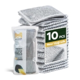 MIORAH 10Pc Steel Scrubber for Kitchen Utensils Non-Scratch Dishwash Scrub for Kitchen Cleaning | Utensil Cleaner Scrub & Vessel Cleaning Tool Silver