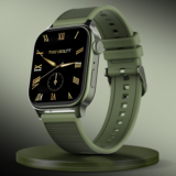 Fire-Boltt Rise Force 1.85 BT Calling, Nylon Fluoroelastomer Hybrid Strap Rotating Crown Smartwatch(Moss Olive Strap, Free Size)