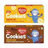 Slurrp Farm No Maida No Refined Sugar Banana Oat and Choco Ragi Cookies | Healthy Cookies Biscuit Made With Multigrains | Pack of 2 x 88g