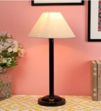 tu casa Modern Bedside Table Lamp with Off-White Cotton Shade and Black Metal Base | Decorative Bedroom Lamp for Home, Living Room, Study Table | Office Lighting