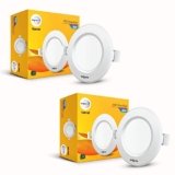Wipro Garnet 8W Round Downlight Junction Box | Cool White (6500K) | Glare-Free Design | Recessed Downlighter for False Ceiling | Cutout ∼ 3 inch | Pack of 2