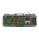 FRONTECH Wired Gaming Keyboard with 104 Keys | Rainbow Backlight Effect | Membrane Keys with 1.5M Braided Cable | USB Plug & Play | Ergonomic Design (KB-0049, Grey & Black)