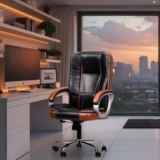 MAHARAJA Premium Revolving Office Chairs for Work from Home| Boss Chair for Office Work| Ergonomic Leather Orthopedic Executive Boss Chair with Spacious Cushioned Seat | Heavy Duty. (Tan-Brown.)