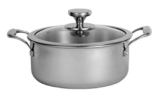 Nirlon Platinum Triply Stainless Steel Casserole with Glass Lid, 20 cm|2.8 Liter