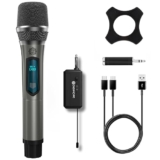 DIGIMORE Wireless Microphone| 6Hrs Battery | 160ft Range | Type-C Charging | Built-in Display |2400 MHz Cordless Mic for House Parties, Outdoor Party, Singing, Classroom, Church (D-340)