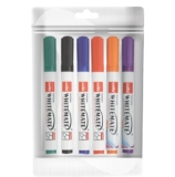 Cello Whitemate Whiteboard BoldMarkers | Set of 6 | Assorted Ink Colours | Whiteboard Marker with Easily Erasable Ink | Refillable Whiteboard Markers Markers