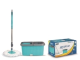 Gebi Aqua Bucket Spin Mop with 1 Microfiber Refill (Assorted Colours) (Plastic Spinner) – 1 pc