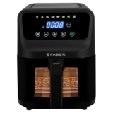Faber 6L 1500W Digital Air Fryer | Fry, Bake, Roast | 85% Less Oil, 200°C Swirl Heating Technology |8-Preset Menu|View Window|Touch Control Interface| Auto Shut-Off |2 Yrs Comprehensive warranty|Black