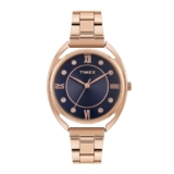 TIMEX Analog Watch for Women with Blue Dial & Rose Gold Stainless Steel Bracelet Band – Water Resistant Women’s Wrist Watches -TWEL231SMU02