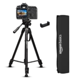 Amazon Basics 67 inch Professional Tripod Stand with Mobile Phone Holder | 360° Rotating Ball Head Extendable Height (61.5-172 cm) | Aluminium Alloy Legs with Flip-Locks | Includes Carry Bag