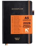 NEORAH — A5 Dated WEEKLY Planner 2026 ACCOMPLISH—264 Pages of Yearly |12 Month | 52 Week+24 Hours + Notes pages for each week—Office Diary Academic diary – Hardcover [Pen Loop Attachable] (BLACK ONYX)
