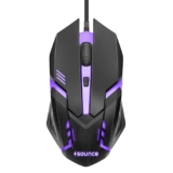 Sounce Nitro Wired Gaming USB Mouse 800/1200/1600 DPI Optical Sensor, 4-Level Adjustable DPI, RGB Lighting, Smooth Tracking, Ergonomic Grip, Plug & Play for Laptop & PC (Black)