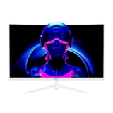 GEONIX Argon 32-Inch Curved Full HD Monitor (81.28 cm) 100Hz Refresh Rate, 5ms Response Time, 3000:1 Contrast Ratio, Inbuilt Speaker 2X2W, 1920×1080, White, 3-Year Warranty