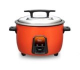 Pigeon by Stovekraft Joy Rice Cooker with Single pot, 4.2 litres. (Orange) | Stainless Steel Lid | 1600 Watts | 1 Aluminium Cooking Pots | Measuring Cup| Spatula | Energy Efficient Cooking
