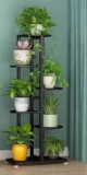 EYLEX Plant Stand Metal 6 Tier Multiple Flower Pot Holder Shelf Indoor Outdoor Planter Display Shelving Unit for Patio Garden Corner Balcony Living Room (Black)