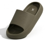 Kraasa Cloudfoam Pillow Slippers for Men Non Slip Quick Drying Shower Slides Bathroom Sandals | Ultra Cushion | Thick Sole Mehandi UK 7