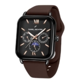 Daniel Hechter Paris Montmartre Unisex Multifunction Square Watch – Black Dial with Day-Date & 24-Hour Subdials, Moonphase Display, Sustainable Silicone Strap