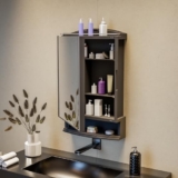 Happer Plastic Premium Multipurpose Wall Mounted Storage Cabinet with Mirror, Prime Look (Black)