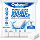 ONISWELL Magic Eraser Cleaning Sponge Pack of 5 | No-Scratch Multi-Surface Sponge | Removes Tough Stains, Dirt & Marks | Just Add Water | for Walls, Kitchen, Bathroom, Shoes & Switch Boards