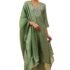 Janasya Women’s Dark Green Silk Blend Yoke Embroidered Straight Front-slit Kurta Pant Set (JAB25KB02538-XS)