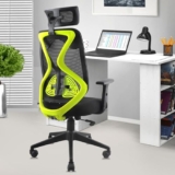 ASTRIDE Ergofit Ergonomic Office Chair for Home | 3-Years Warranty | 2D Headrest, Adjustable Arms & Lumbar Support | Tilt Lock Mechanism [Heavy Duty Nylon Base, Neon Green-Black]