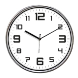 Amazon Brand – Solimo Dual Ring Metallic Analog Wall Clock, Silent Sweep, Bold Numbers (12 Inches, White and Silver)