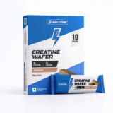 Wellcore Creatine Wafer Bar Chocolate (Pack Of 10) | 3g Creatine,8g Protein | Zero Sugar| Protein Wafer(10 No, Chocolate)