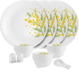 cello Pack of 22 Opalware Dazzle Series Girasol Crockery Set | Dishwasher Safe | Light-Weight Dinner Set(Yellow, Green, Microwave Safe)