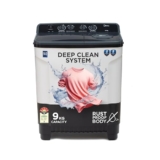 Midea 9 Kg 5 Star Semi Automatic Top-Load Washing Machine Black White (MWMSA090SAPPG(KW), Rat Away Feature, Air Jet Dry IPX4 Protection)
