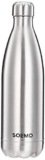 Amazon Brand – Solimo Stainless Steel Insulated 24 Hours Hot or Cold Bottle Flask, 1000 ml, Silver