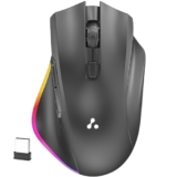 Ambrane Wireless & Bluetooth Rechargeable Mouse with RGB Lights, High 2400 DPI for Gaming, 6 Buttons, Ergonomic Comfort Design, Connects 3 Devices, Silent Click, 15 Days Battery (Sliq Glow+, Black)