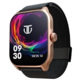 Titan Zeal 1.85″ AMOLED Metal Case Smart Watch with BT Calling, SpO2, 100+ Sports Modes, Auto Sports Recognition, Fast Charging Smartwatch for Men & Women with – Black Mesh Metal Strap (Rose Gold)