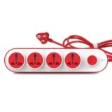 GM 3257 10 Amp Extension Board with 2 Metre Heavy Duty Copper Extension Cord – 4 International Sockets, Master Switch, LED Indicator with Safety Shutter