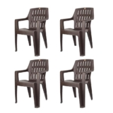 Cello Ritzy Chair Set of 4, Matte Brown | Unbreakable, Durable & Strong | Blended PP Material, Easy to Clean | Plastic Chair for Living Room, Home & Office | 3 Years Warranty – Manufacturing Defects