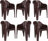 HOMIBOSS Plastic chair outdoor & Living room, home, Chairs set of 6 Pieces Plastic Outdoor Chair(Brown, Set of 6, Pre-assembled)