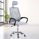 Casa Copenhagen,Mesh Office Desk,Rocking, Ergonomic Computer Chair Adjustable High with Headrest and Comfortable Armrest Swivel Chair – Grey & Black Handle