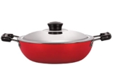 Nirlon Non-Stick Aluminium Deep Kadhai with Steel Lid, 3.1Litr, 26cm