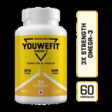 YouWeFit Omega-3 Fish Oil | 1250mg Triple Strength Fish Oil Capsules | No Fishy Burps(60 Capsules)