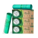 Presto! Amazon Brand – 100% Compostable Garbage Bags | Large (L) | 30 Counts | 10 Bags X 3 Packs | 24 x 32 Inches | Strong and Durable | For Dry and Wet Waste, Green