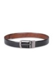 Louis Philippe Men’s 100% Italian Leather Brush Gun Metal Buckle Formal Reversible Belt