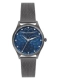 French Connection Cleo Round Analog Watch with Gun Mesh Strap for Women – FCP43GNM