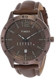 TIMEX Analog Watch for Man with Brown Round Dial & Brown Leather Strap Band Water Resistant Men’s Wrist Watches – TW000U936