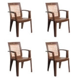 Cello Impact Set of 4 Chairs (Sandalwood Brown) | Strong and Durable | Easy to Clean | Chair for Living Room, Bed Room, Kitchen, Office Room, Outdoor | 3 Years Warranty