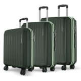 Safari Genius Alley Set of 3 (Cabin + Medium + Large) Trolley Bags Hard Case Polypropylene, 4 Wheels, 360 Degree Wheeling Luggage, Suitcase for Travel, Trolley Bags for Travel, Deep Forrest