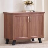 Home Centre | Helios Alton 9 Pairs Shoe Cabinet | Engineered Wood | Walnut | 1 Year Warranty